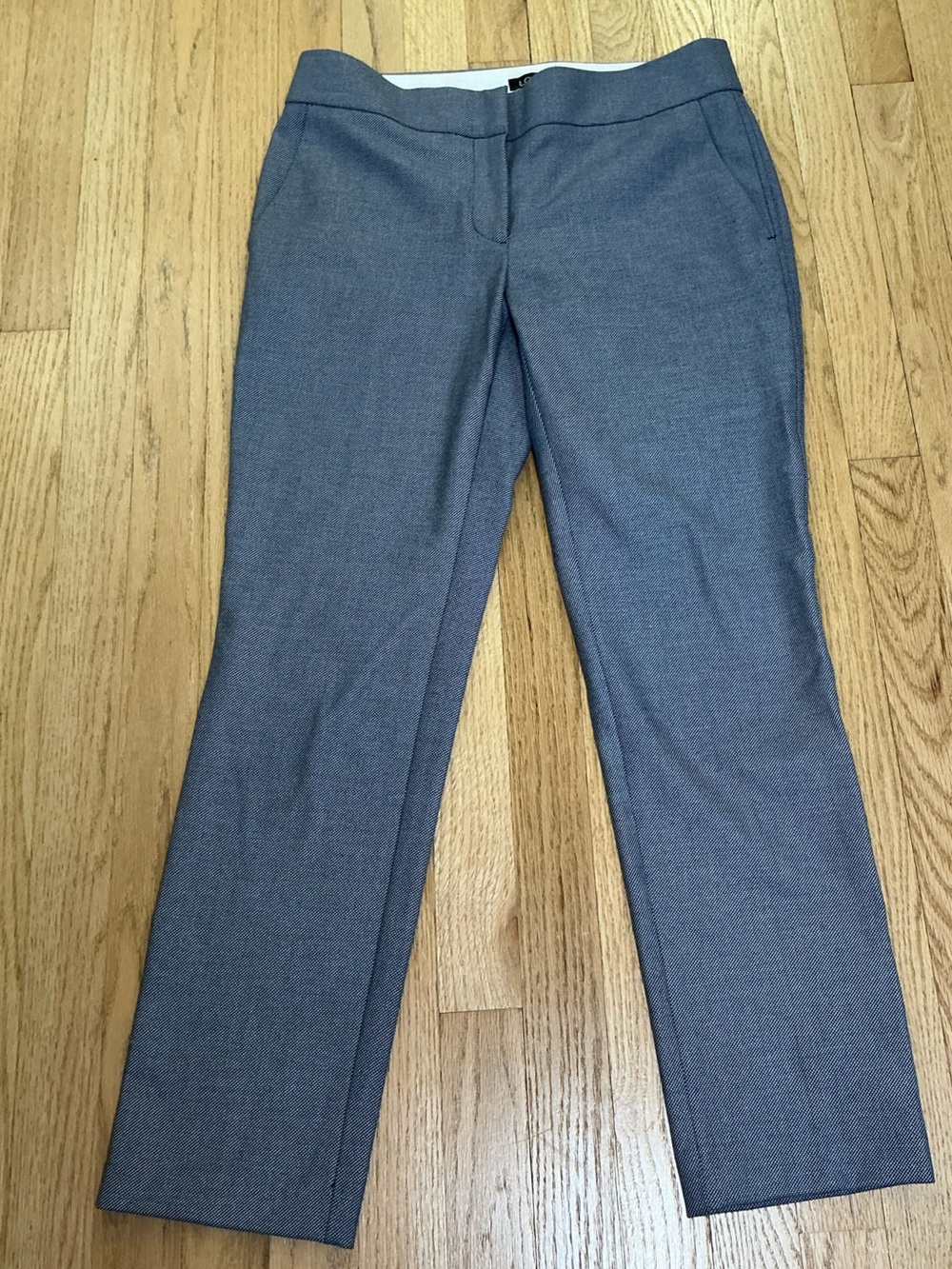 LOFT Marisa Modern straight Ankle Pants Size 4 Navy Birdseye Textured - Picture 3 of 8